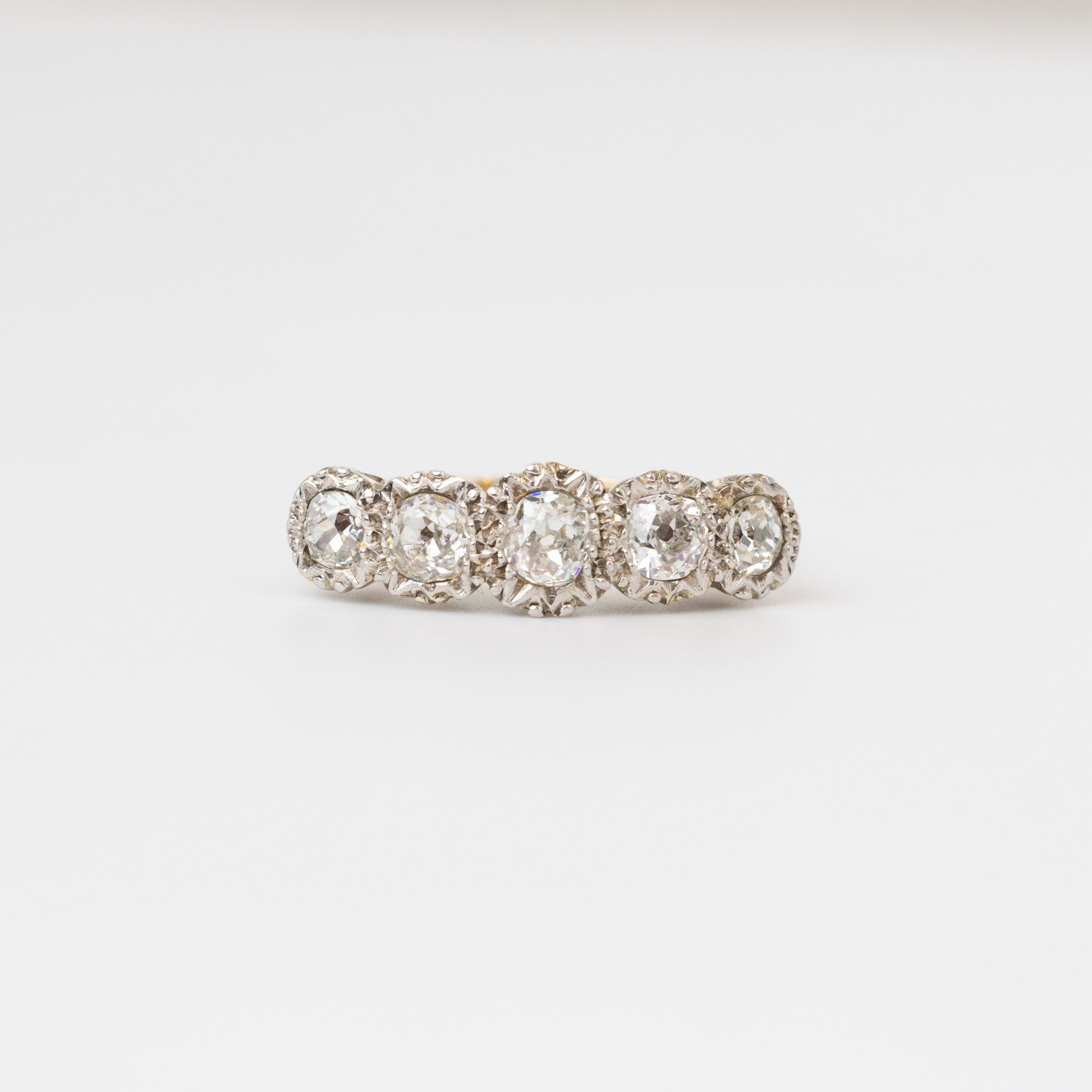 Mine-Cut Diamond Engagement Ring
