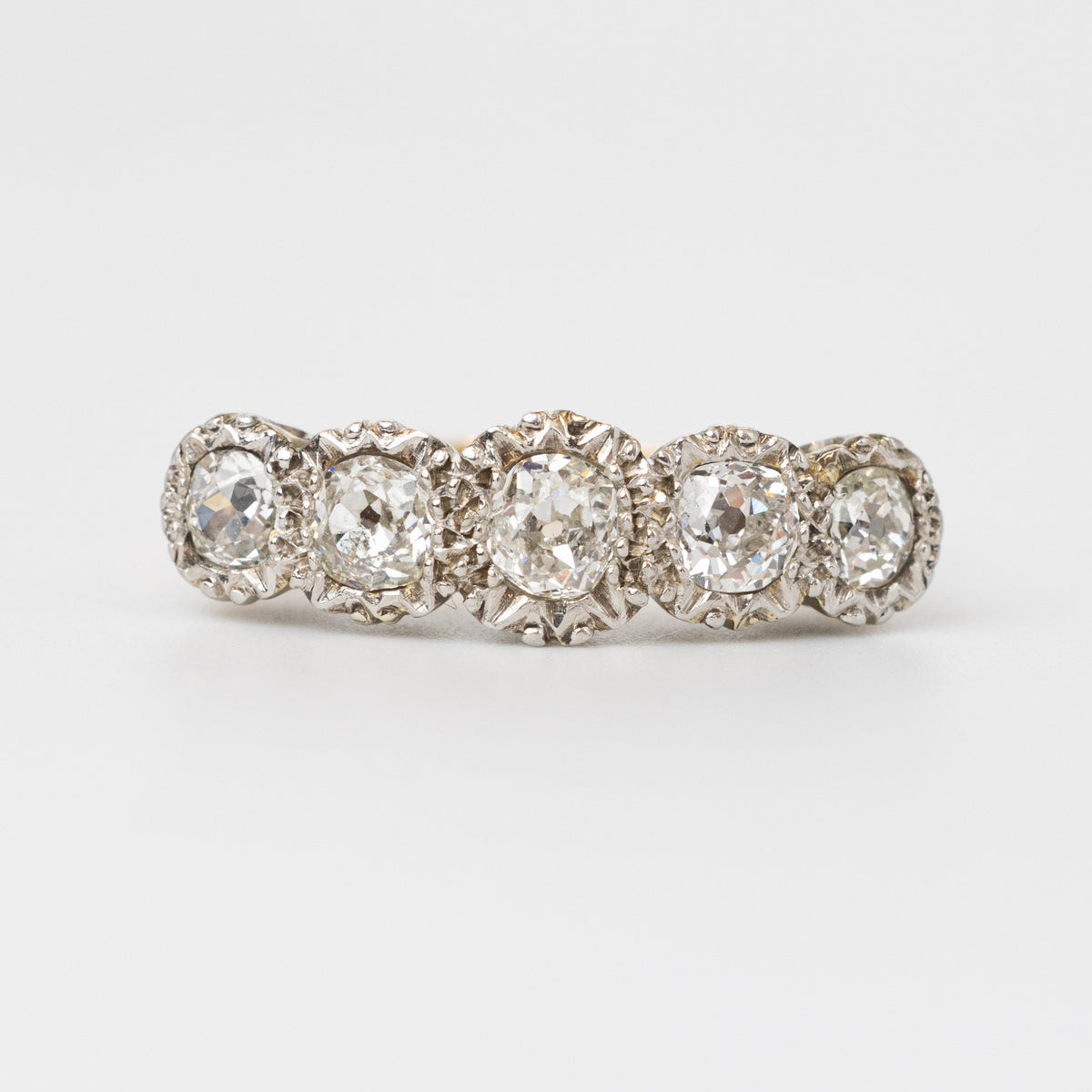 Mine-Cut Diamond Engagement Ring