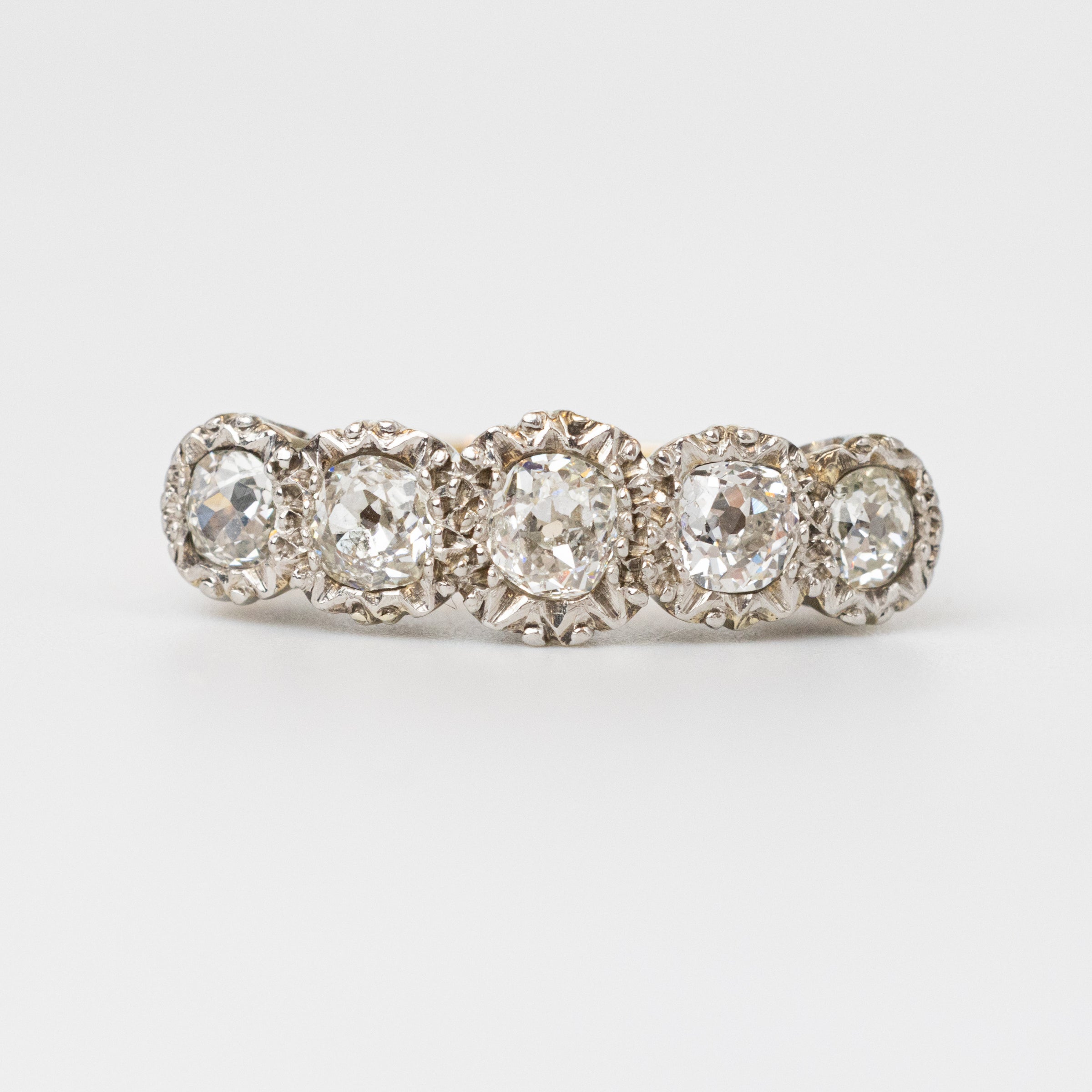 Mine-Cut Diamond Engagement Ring