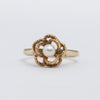 Elegant 9K Yellow Gold Pearl Flower Ring