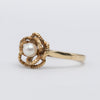 Elegant 9K Yellow Gold Pearl Flower Ring