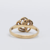 Elegant 9K Yellow Gold Pearl Flower Ring