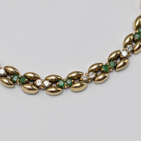 Stunning 18K Yellow Gold Emerald & Diamond Necklace