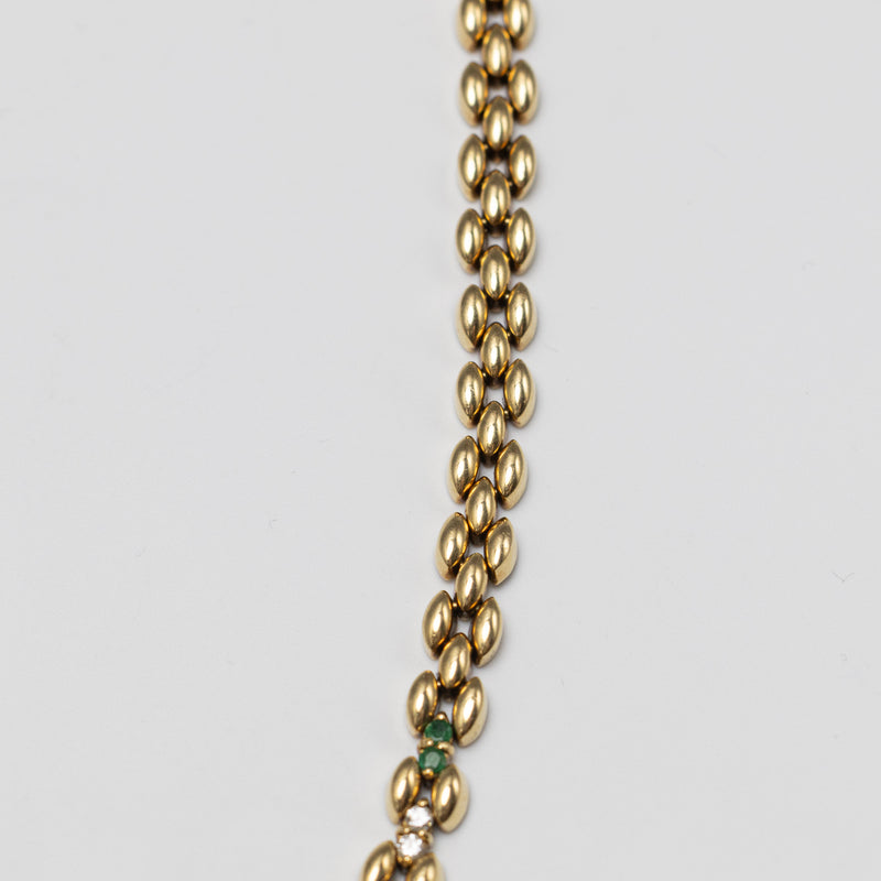 Stunning 18K Yellow Gold Emerald & Diamond Necklace