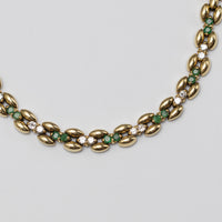 Stunning 18K Yellow Gold Emerald & Diamond Necklace