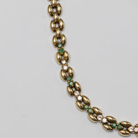 Stunning 18K Yellow Gold Emerald & Diamond Necklace