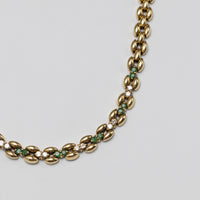 Stunning 18K Yellow Gold Emerald & Diamond Necklace