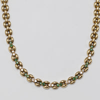 Stunning 18K Yellow Gold Emerald & Diamond Necklace