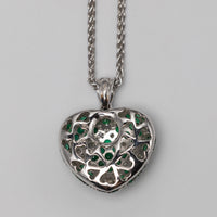 18K Gold Diamond And Emerald Heart Pendant