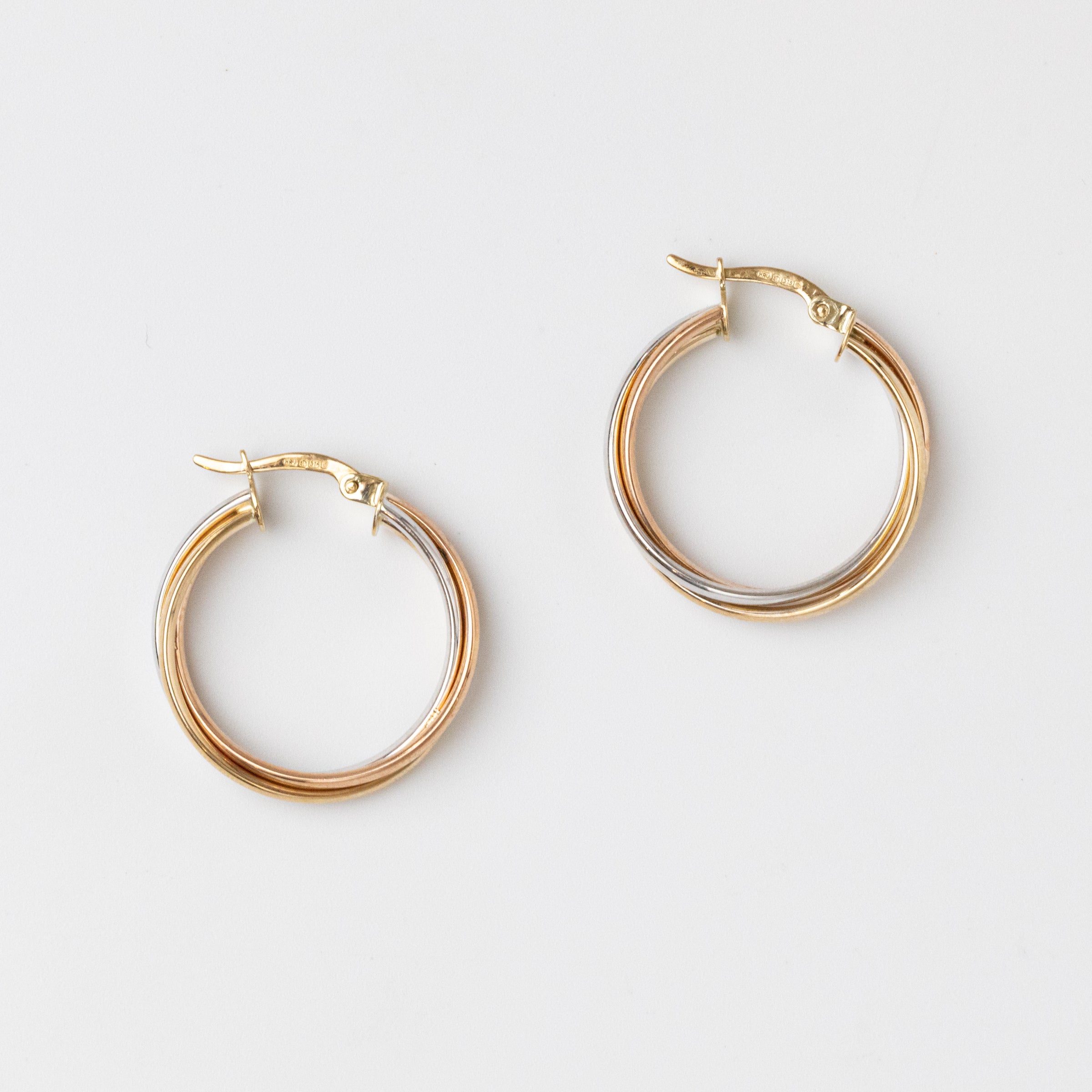 Entwined Three Colour Hoop Earrings