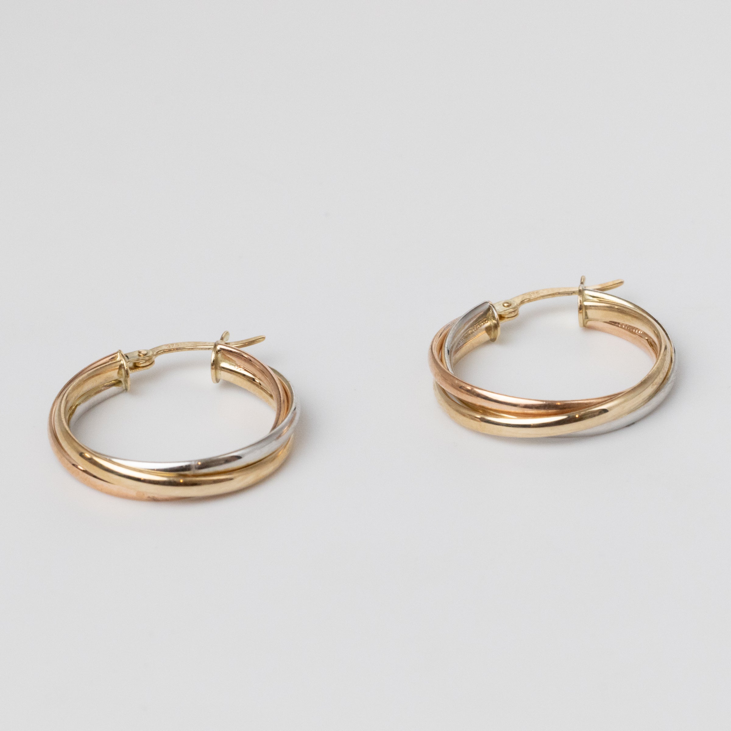 Entwined Three Colour Hoop Earrings