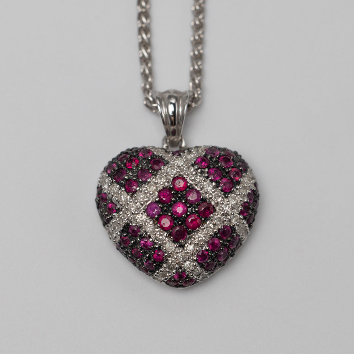 18K Gold Diamond And Ruby Heart Pendant