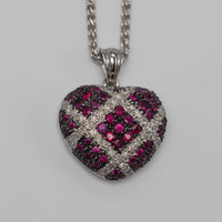 18K Gold Diamond And Ruby Heart Pendant