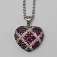 18K Gold Diamond And Ruby Heart Pendant
