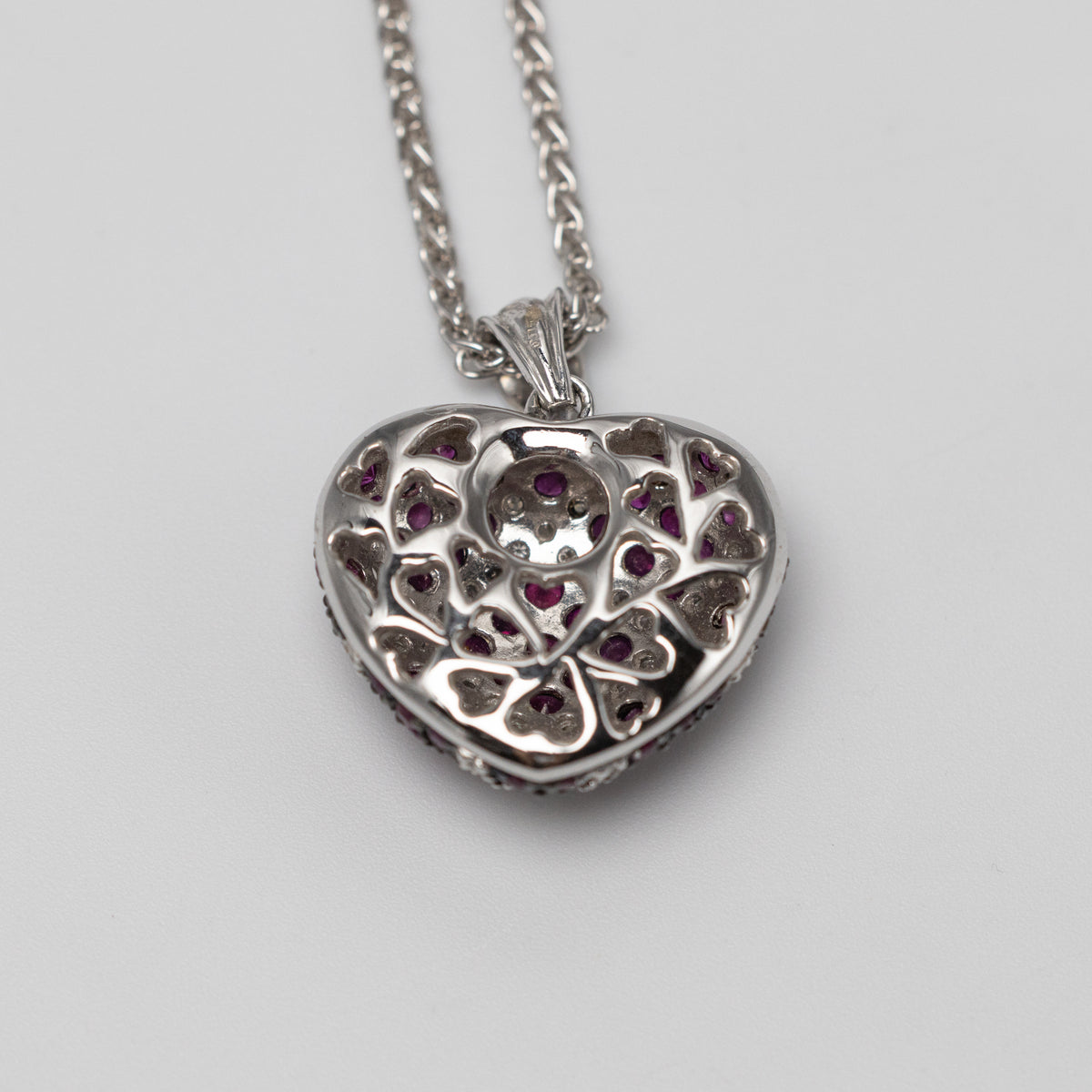 18K Gold Diamond And Ruby Heart Pendant