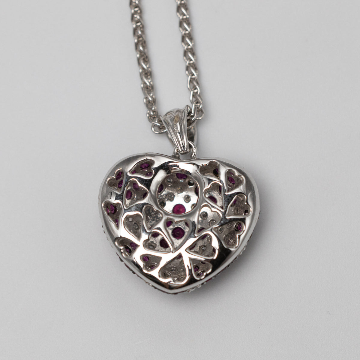 18K Gold Diamond And Ruby Heart Pendant