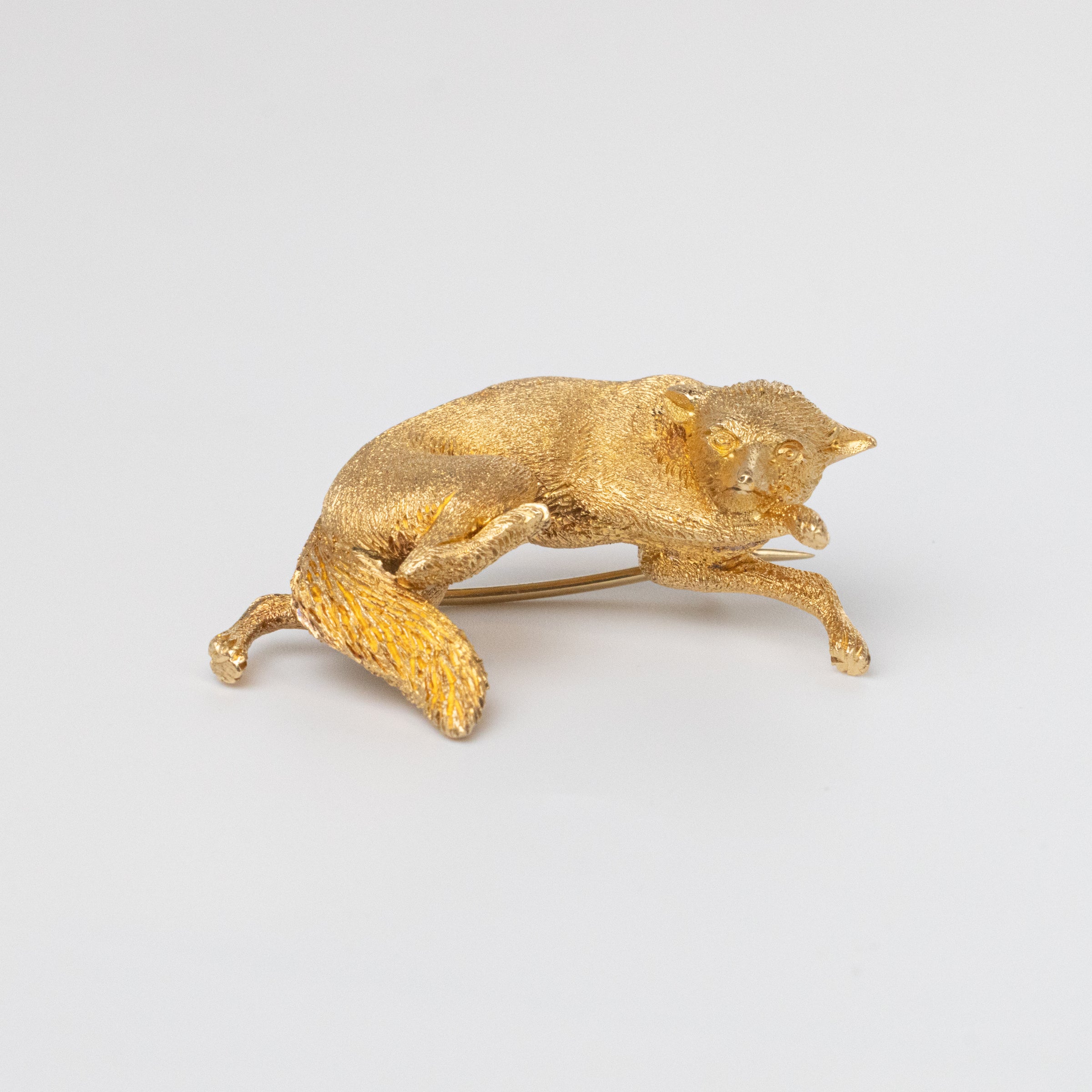 18K Yellow Gold Fox Brooch