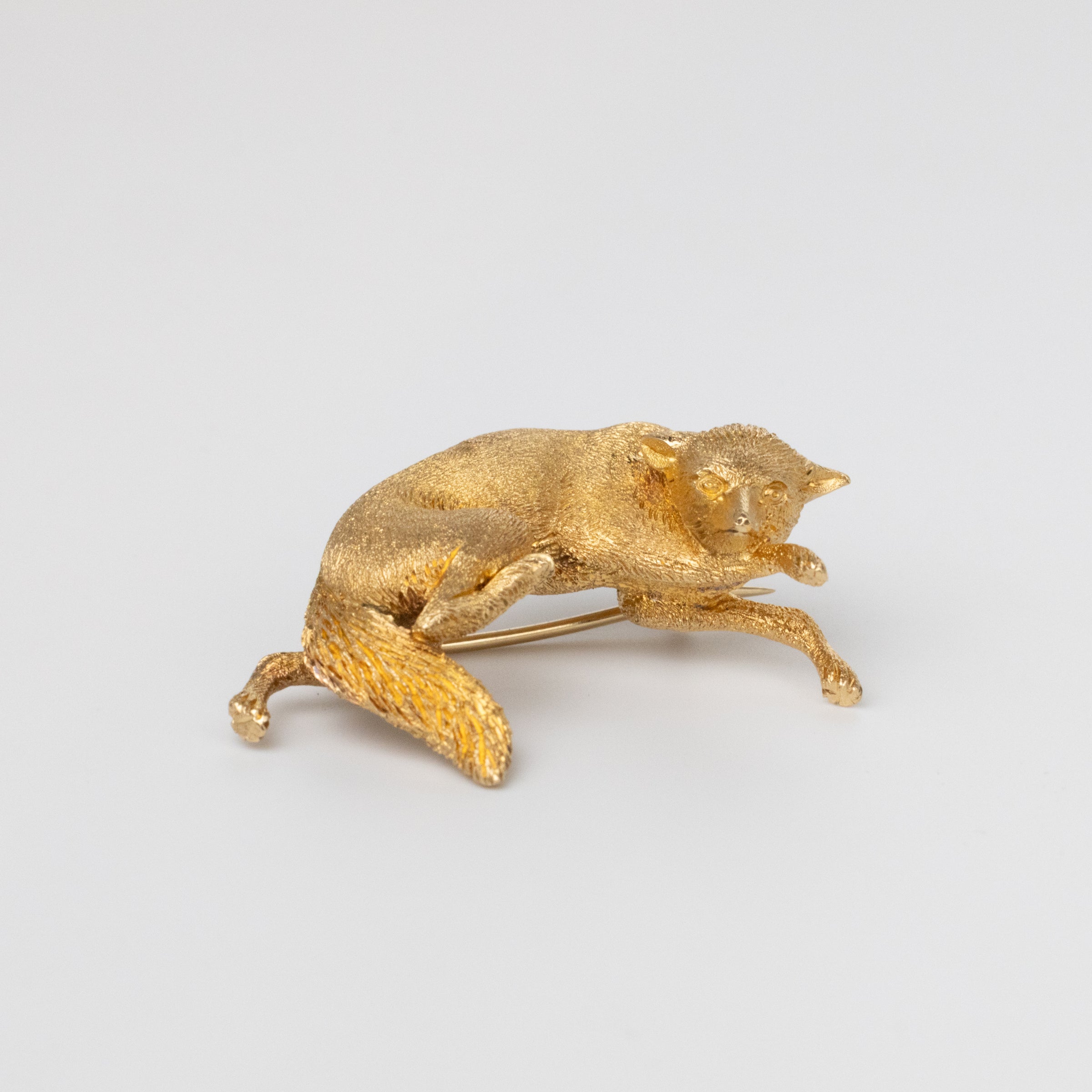 18K Yellow Gold Fox Brooch