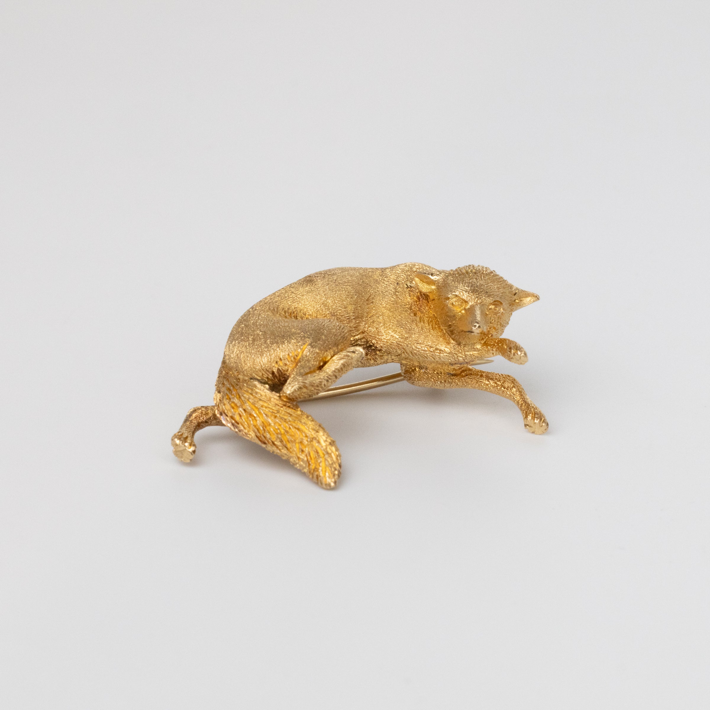 18K Yellow Gold Fox Brooch