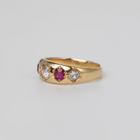 Antique Gypsy Set Mine-Cut And Ruby Ring