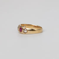Antique Gypsy Set Mine-Cut And Ruby Ring