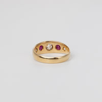 Antique Gypsy Set Mine-Cut And Ruby Ring