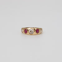 Antique Gypsy Set Mine-Cut And Ruby Ring