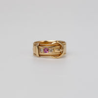 Pink Ruby And Diamond Buckle Ring