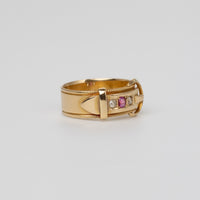 Pink Ruby And Diamond Buckle Ring