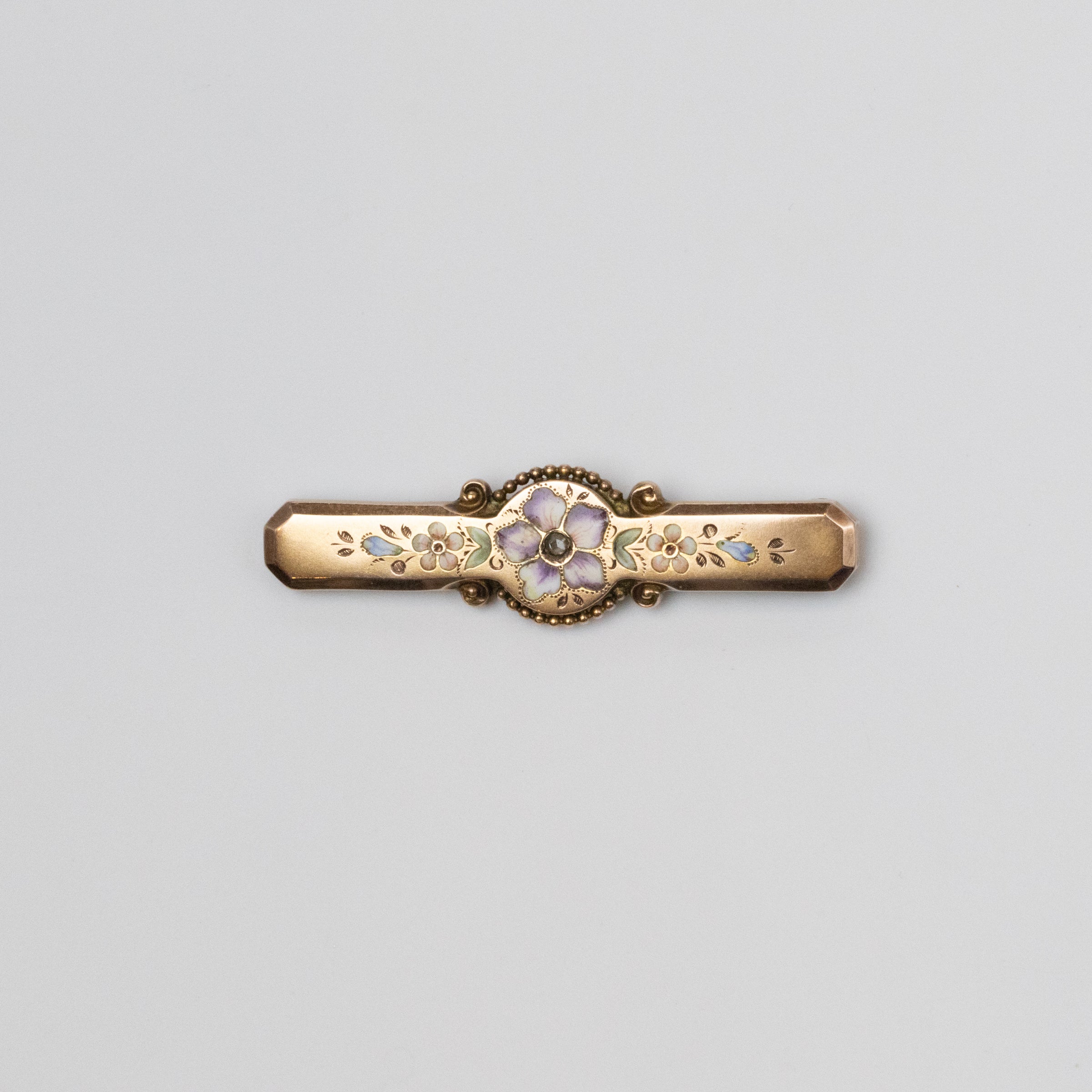 Antique Floral Enamel Brooch