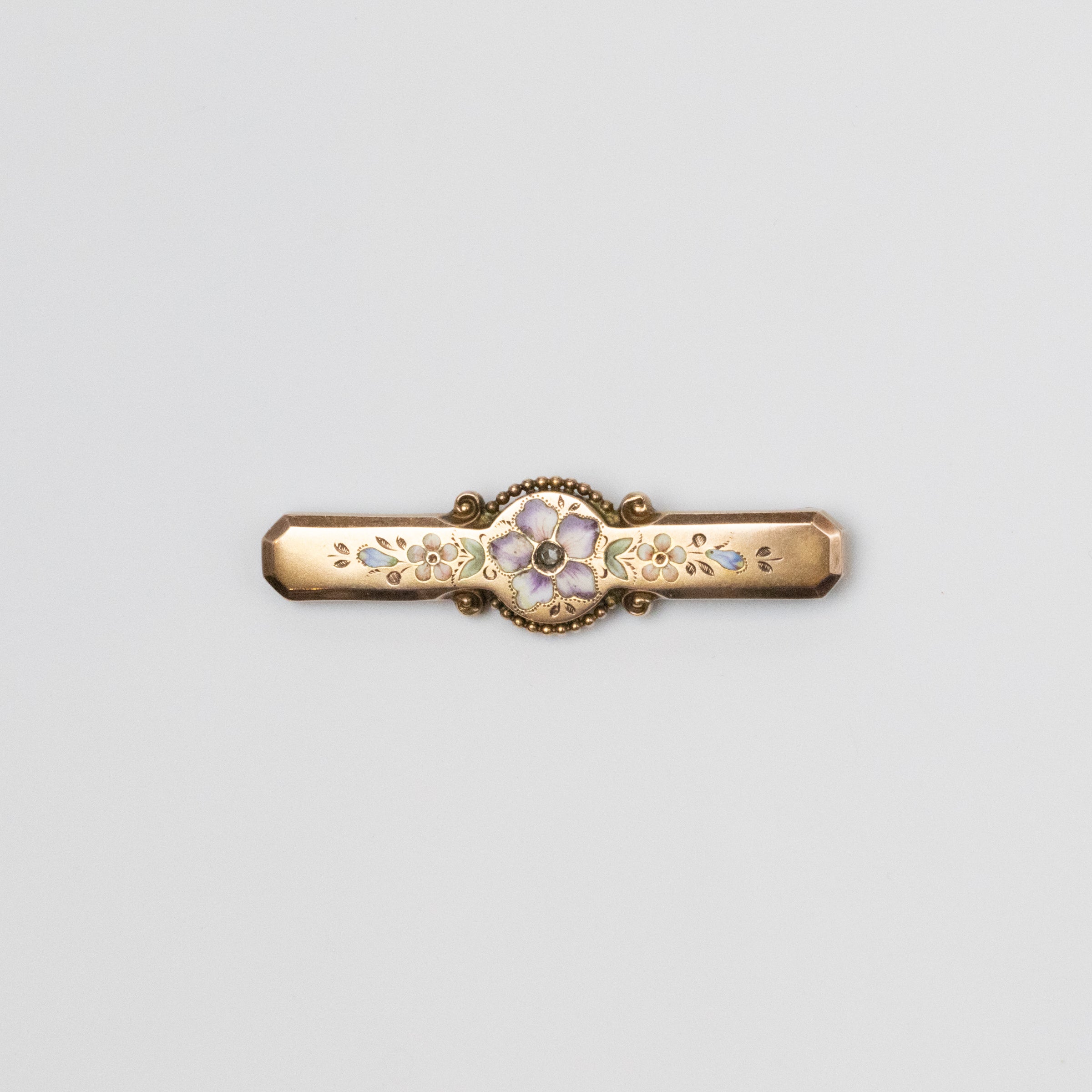 Antique Floral Enamel Brooch