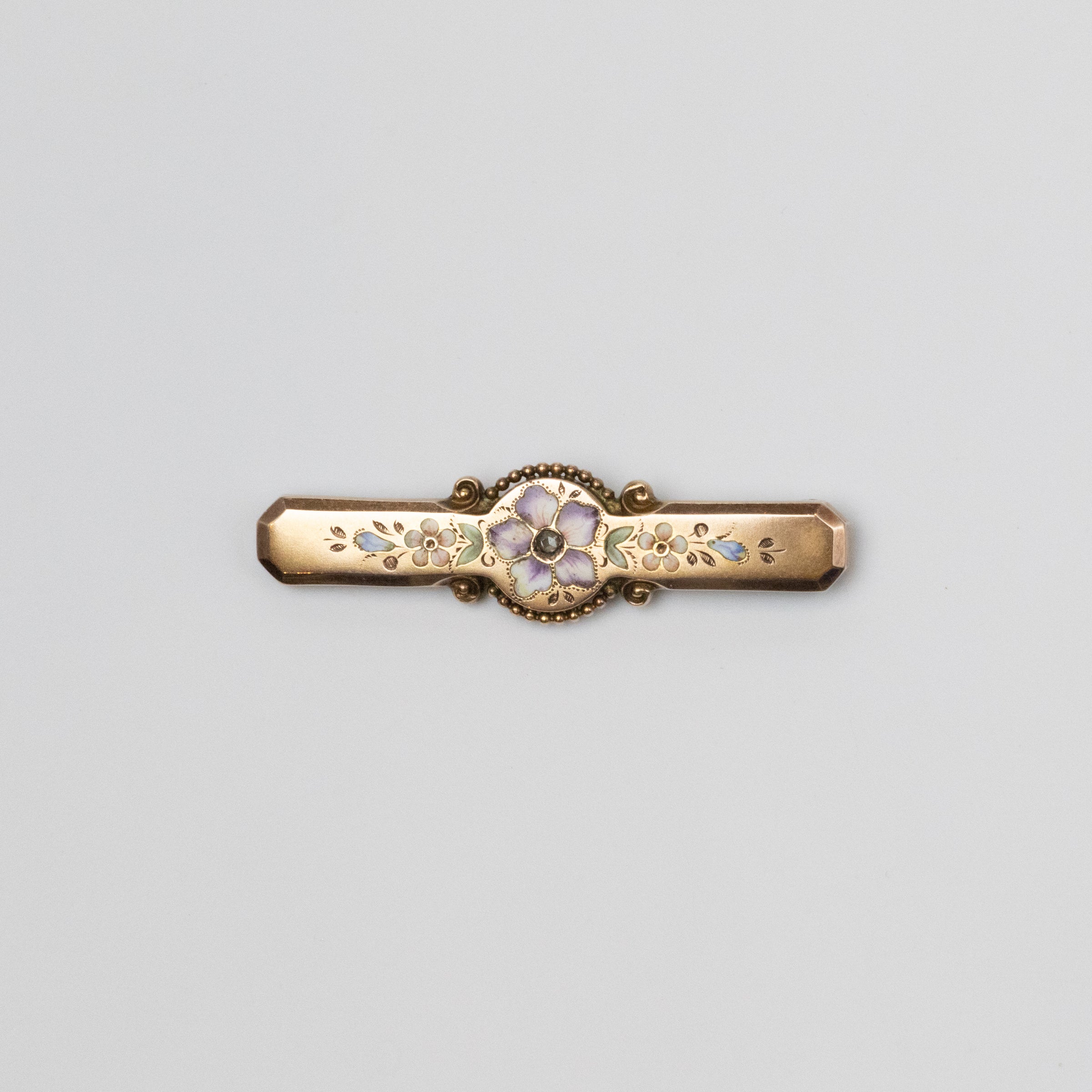 Antique Floral Enamel Brooch
