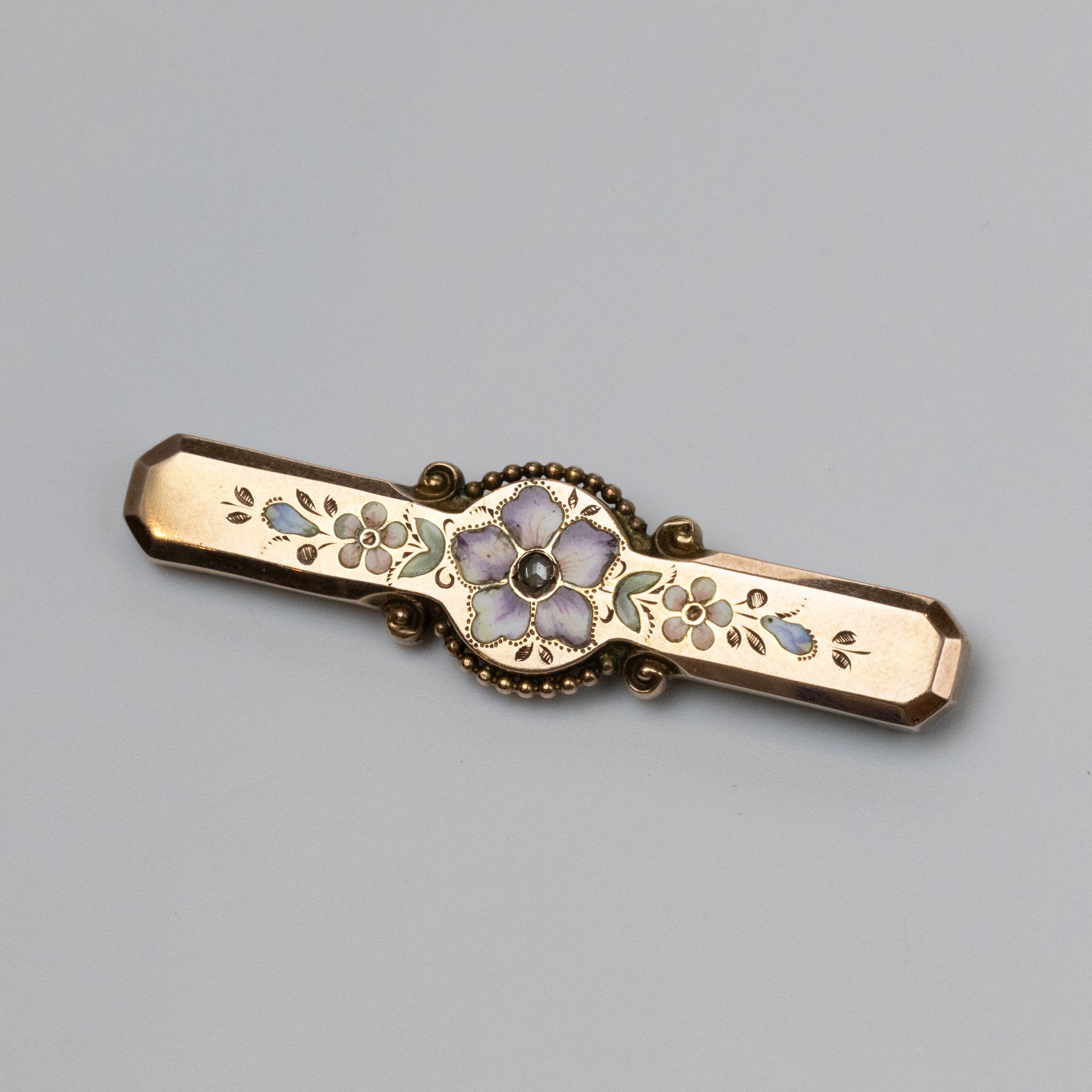 Antique Floral Enamel Brooch