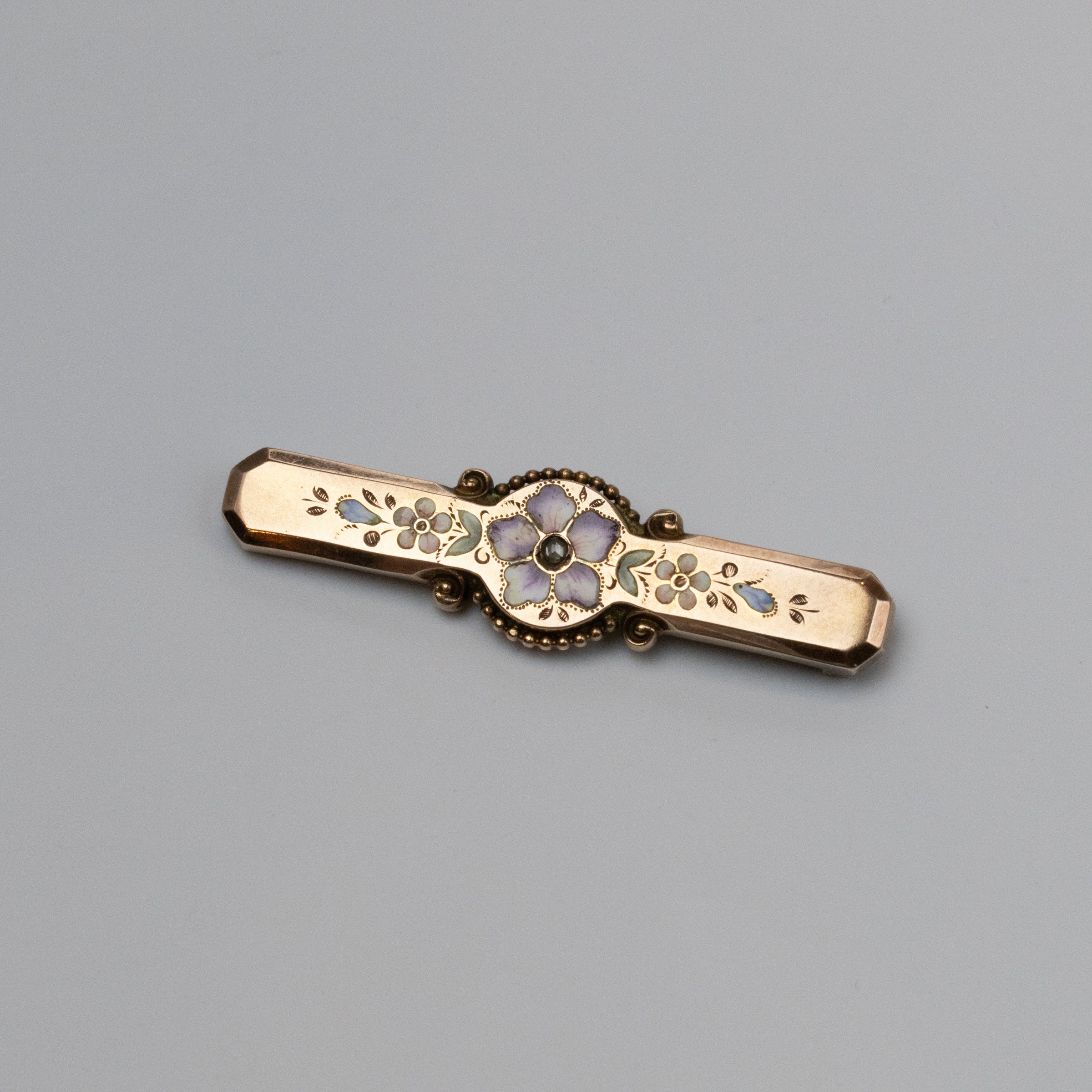 Antique Floral Enamel Brooch