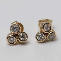 9K Trilogy Diamond Bezel Set Studs 0.60ct GSI