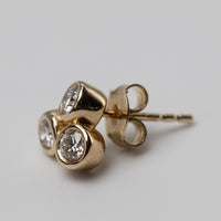 9K Trilogy Diamond Bezel Set Studs 0.60ct GSI