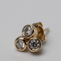 9K Trilogy Diamond Bezel Set Studs 0.60ct GSI