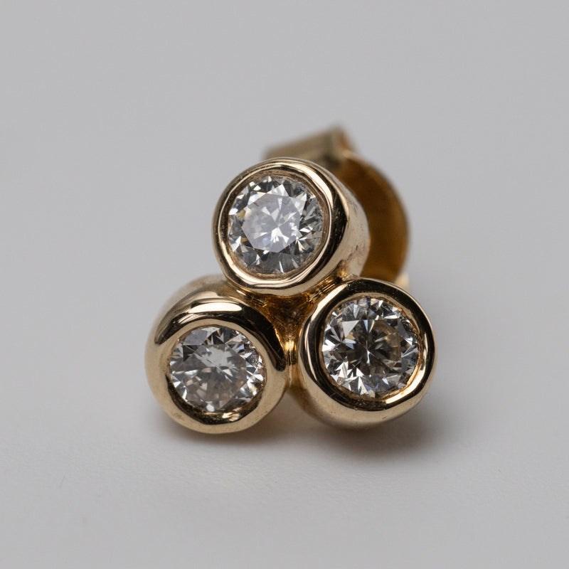 9K Trilogy Diamond Bezel Set Studs 0.60ct GSI