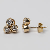 9K Trilogy Diamond Bezel Set Studs 0.60ct GSI