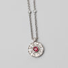 18K Ruby And Diamond Pendant On 18 Inch Chain