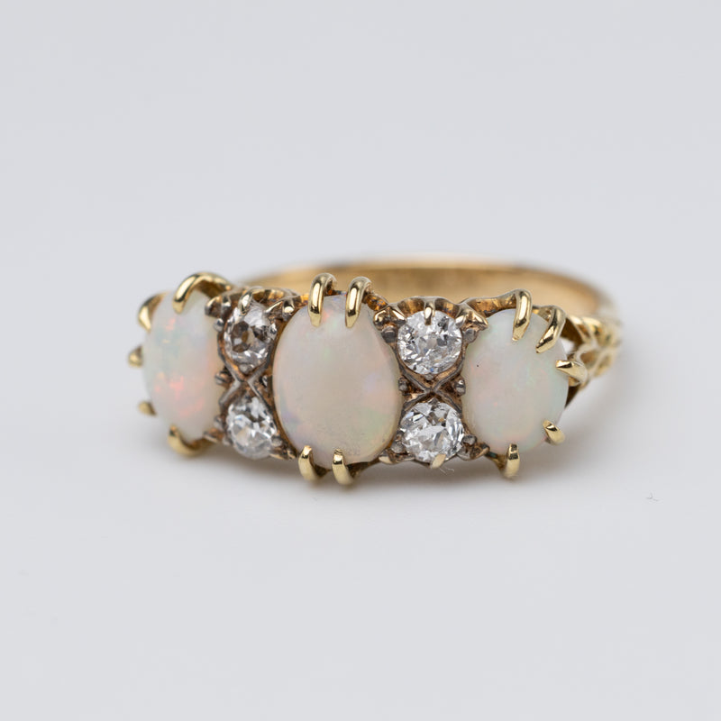 opal and diamond ring right front side