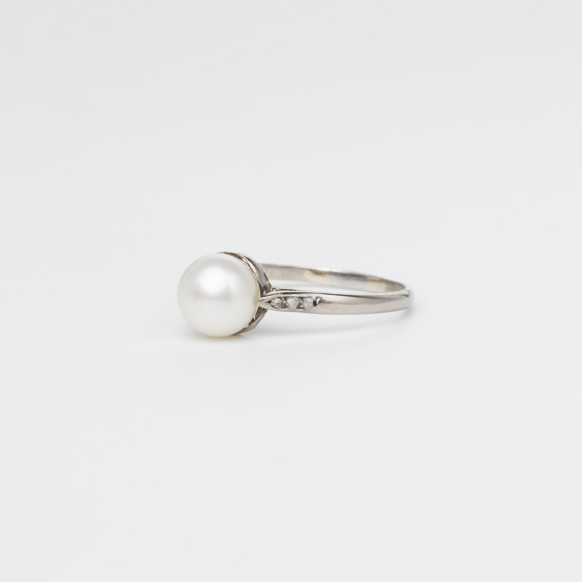Rose-Cut Diamond And Pearl Ring
