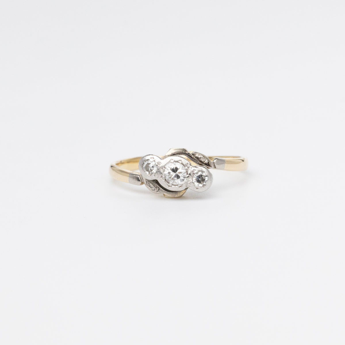 Gold And Platinum Diamond Twist Ring