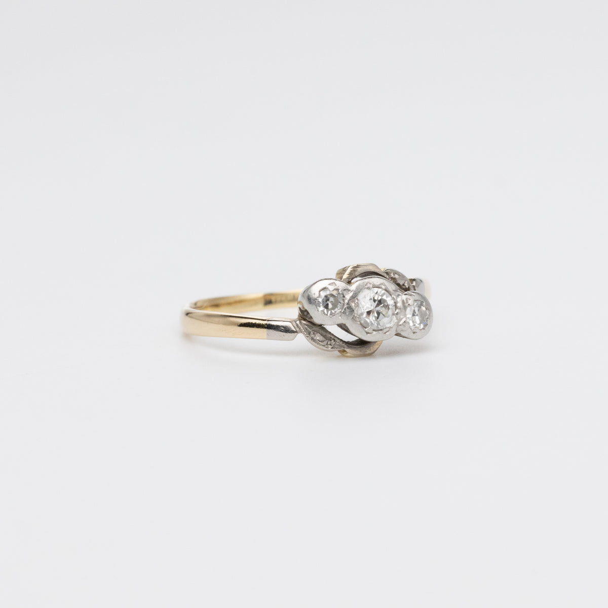 Gold And Platinum Diamond Twist Ring