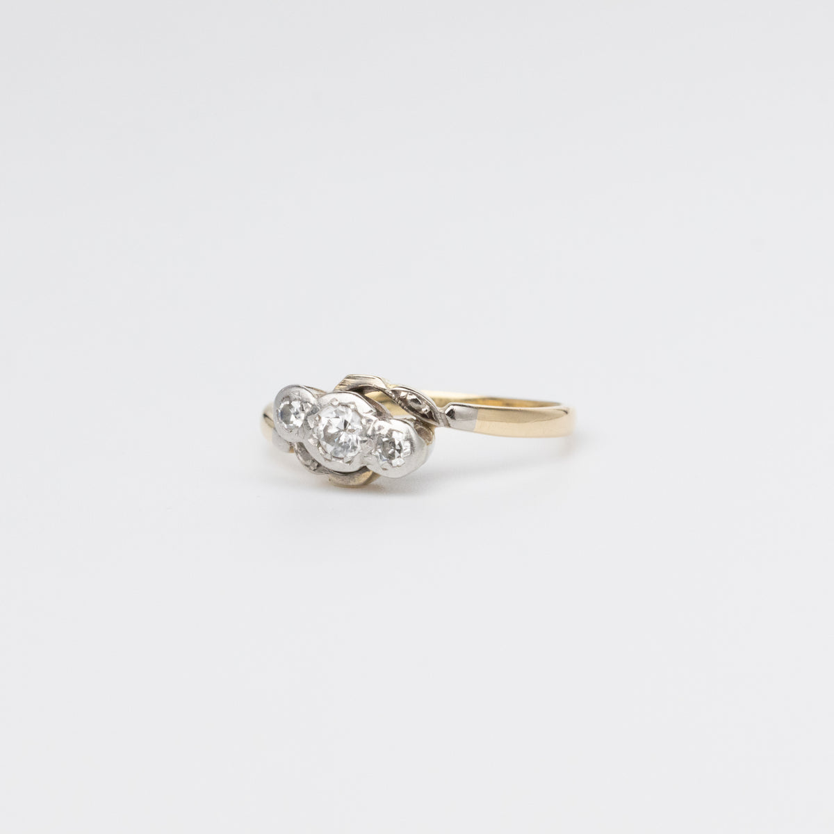 Gold And Platinum Diamond Twist Ring