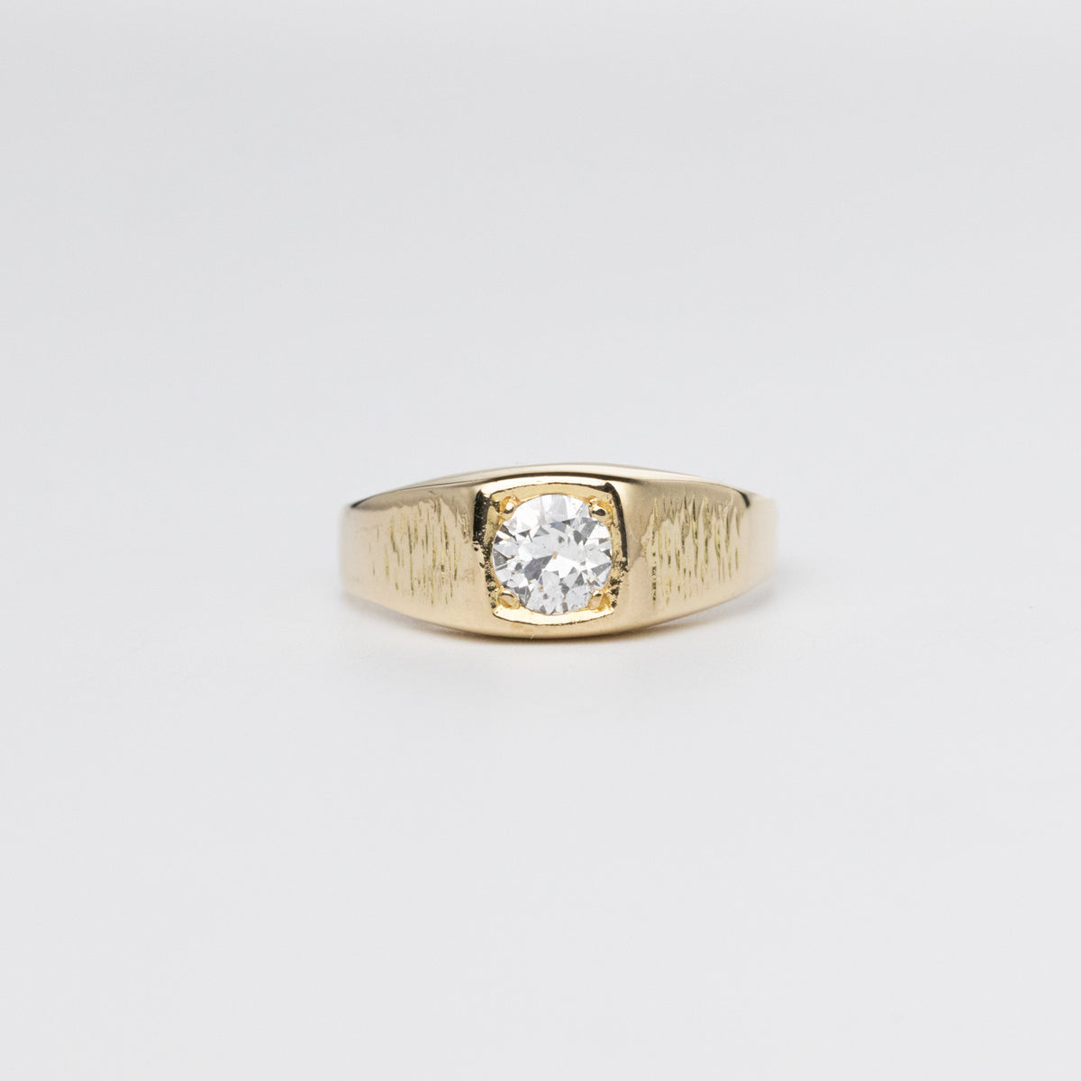 0.50 Carat European-Cut Diamond Signet Ring