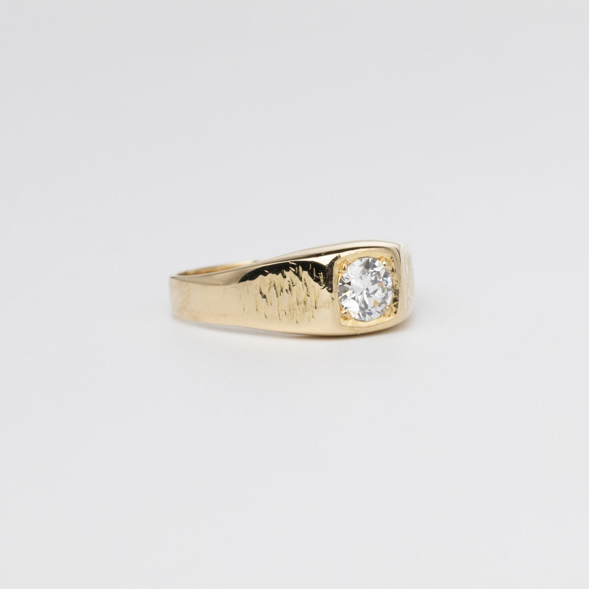 0.50 Carat European-Cut Diamond Signet Ring