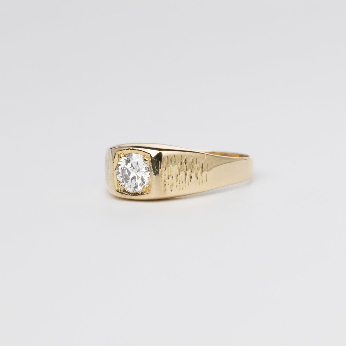 0.50 Carat European-Cut Diamond Signet Ring