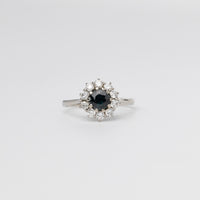 Sapphire And Diamond Cluster Ring