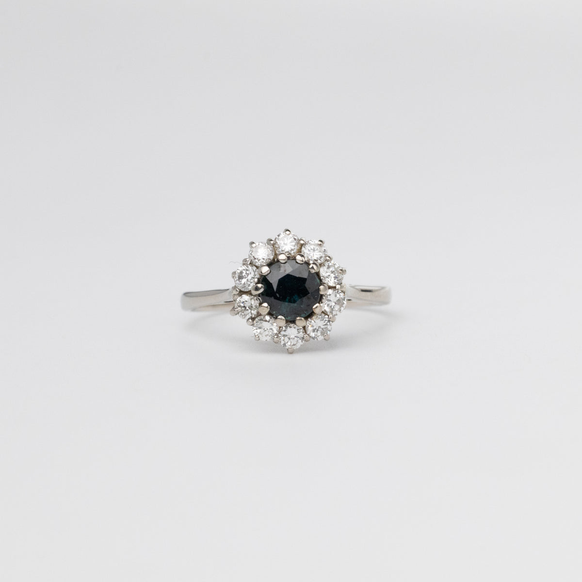 Sapphire And Diamond Cluster Ring